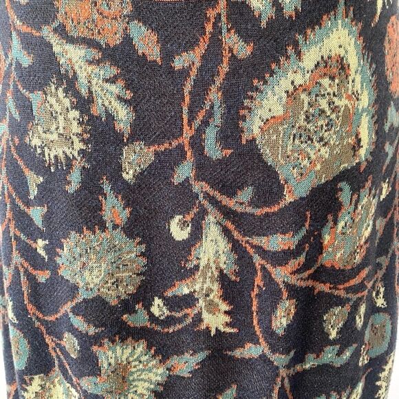 Peruvian Connection Navy Rustic Color Botanical Aztec Patterned Maxi Knit Dress - Picture 12 of 13